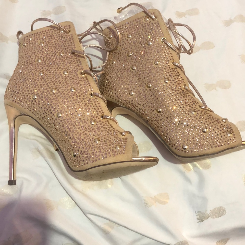 Rose Gold Peep toe heels